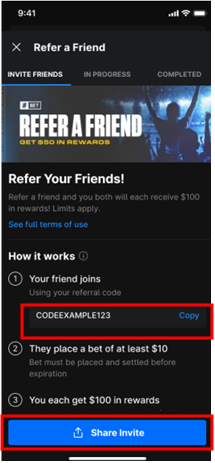 A screenshot of a referral program

Description automatically generated